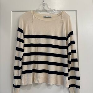 ZARA Cream Knit Crewneck Sweater